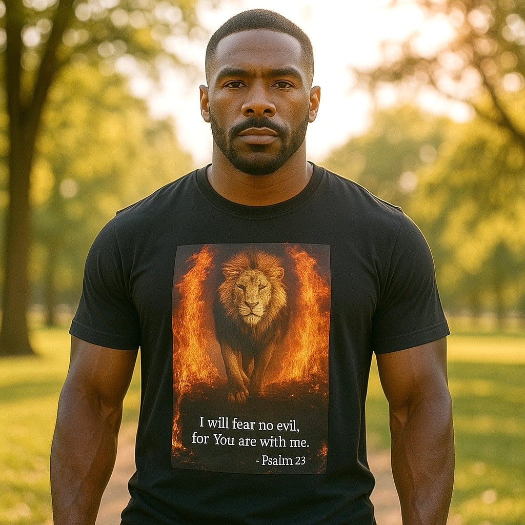 Psalm 23 “Fear No Evil” Lion T-Shirt
