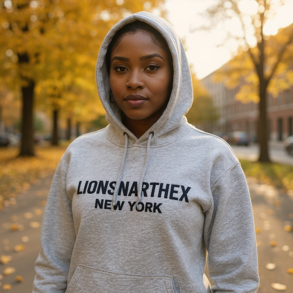LIONSNARTHEX NEW YORK Embroidered Hoodie – Heather Grey